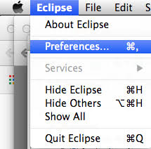 Preferences in Eclipse for macOS